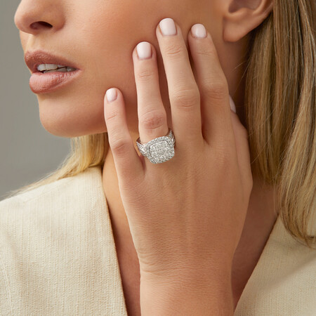 Cluster Halo Ring with 3 Carat TW of Diamonds in 10ct White Gold Cluster Halo Ring with 3 Carat TW of Diamonds in 10ct White Gold