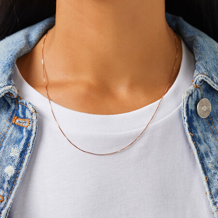 50cm (20") 1mm Width Box Chain in 10kt Rose Gold 50cm (20") 1mm Width Box Chain in 10kt Rose Gold