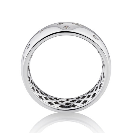 Hammer Set Barrel Ring with 0.20 Carat TW of Diamonds in 10ct White Gold Hammer Set Barrel Ring with 0.20 Carat TW of Diamonds in 10ct White Gold