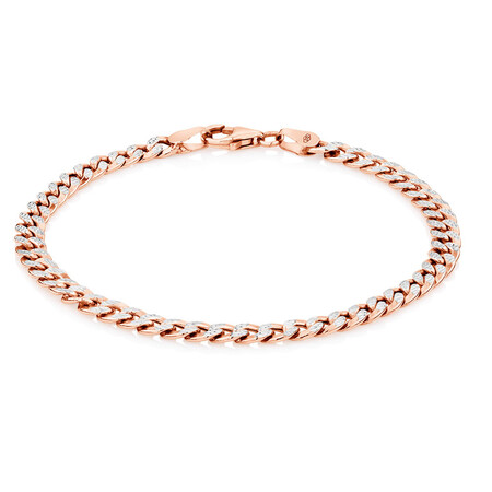 19cm (7.5") Hollow Curb Bracelet in 10ct White & Rose Gold 19cm (7.5") Hollow Curb Bracelet in 10ct White & Rose Gold