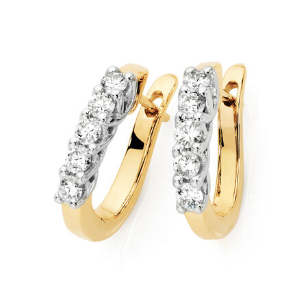 Hoop Earrings with 1/2 Carat TW of Diamonds in 18ct Yellow & White Gold Hoop Earrings with 1/2 Carat TW of Diamonds in 18ct Yellow & White Gold