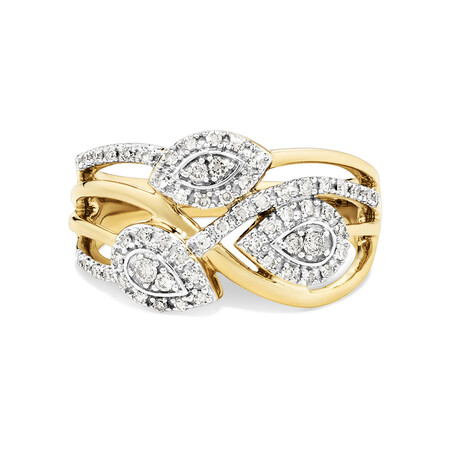 Fancy Cluster Ring with 0.30 Carat TW of Diamonds in 10kt Yellow Gold Fancy Cluster Ring with 0.30 Carat TW of Diamonds in 10kt Yellow Gold