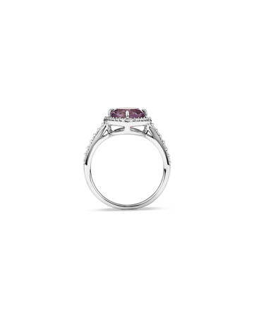 Halo Ring with Amethyst & 0.34 Carat TW of Diamonds in 10kt White Gold Halo Ring with Amethyst & 0.34 Carat TW of Diamonds in 10kt White Gold