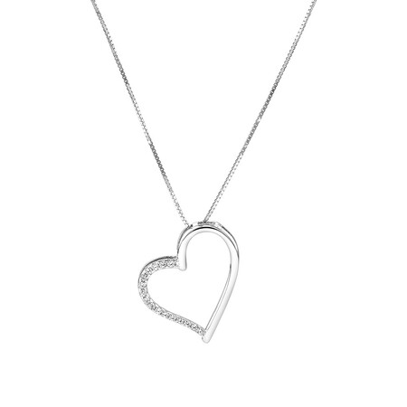 Open Heart Pendant With Cubic Zirconia In Sterling Silver Open Heart Pendant With Cubic Zirconia In Sterling Silver