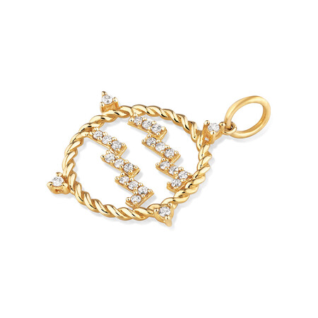 Aquarius Zodiac Pendant with 0.15 Carat TW of Diamonds in 10kt Yellow Gold Aquarius Zodiac Pendant with 0.15 Carat TW of Diamonds in 10kt Yellow Gold