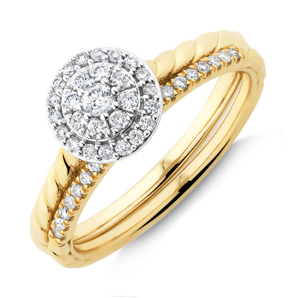 Bridal Set with 0.34 Carat TW of Diamonds in 10ct Yellow Gold