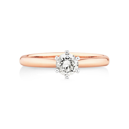 Certified Solitaire Engagement Ring with a 0.50 Carat TW Diamond in 18ct Rose and White Gold Certified Solitaire Engagement Ring with a 0.50 Carat TW Diamond in 18ct Rose and White Gold
