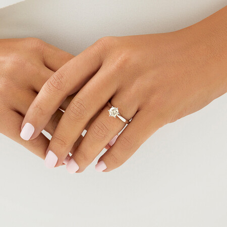 Solitaire Engagement Ring with 1 Carat Diamond in 14ct White Gold Solitaire Engagement Ring with 1 Carat Diamond in 14ct White Gold