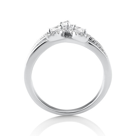 Crossover Ring with Cubic Zirconia in Sterling Silver Crossover Ring with Cubic Zirconia in Sterling Silver
