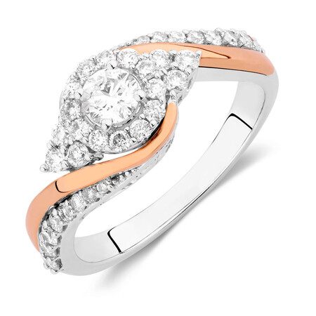 Engagement Ring with 3/4 Carat TW of Diamonds in 14ct White & Rose Gold Engagement Ring with 3/4 Carat TW of Diamonds in 14ct White & Rose Gold