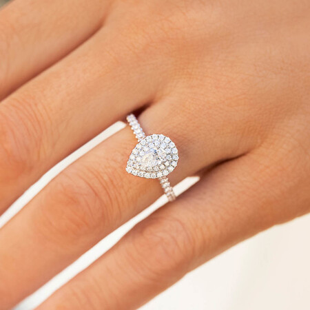 Sir Michael Hill Designer Double Halo Engagement Ring with 0.87 Carat TW of Diamonds in 14kt White Gold Sir Michael Hill Designer Double Halo Engagement Ring with 0.87 Carat TW of Diamonds in 14kt White Gold