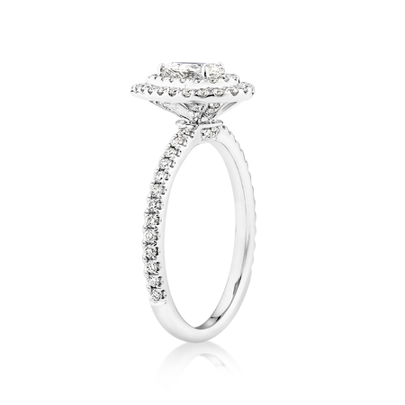Halo Ring with 0.71 Carat TW of Diamonds in 18kt White Gold Halo Ring with 0.71 Carat TW of Diamonds in 18kt White Gold