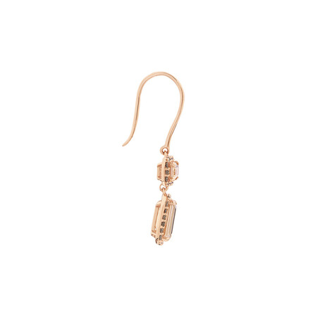 Halo Drop Earrings with Morganite & 0.41 Carat TW of Diamonds in 10kt Rose Gold Halo Drop Earrings with Morganite & 0.41 Carat TW of Diamonds in 10kt Rose Gold