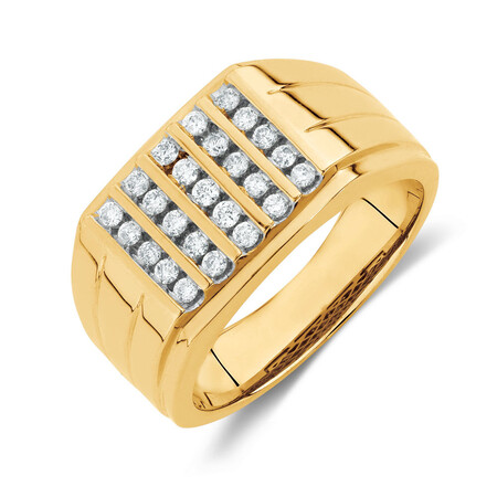 Men's Ring with 0.45 Carat TW of Diamonds in 10ct Yellow Gold Men's Ring with 0.45 Carat TW of Diamonds in 10ct Yellow Gold