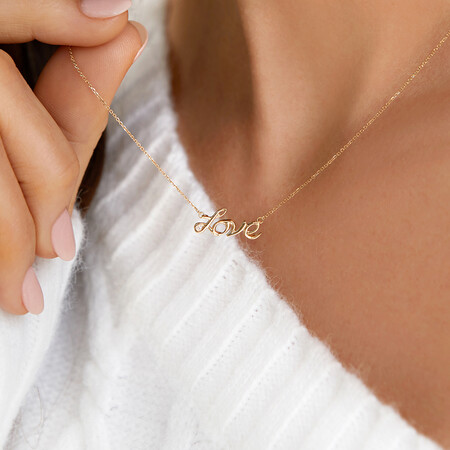 Love Necklace with Diamond in 10kt Yellow Gold Love Necklace with Diamond in 10kt Yellow Gold