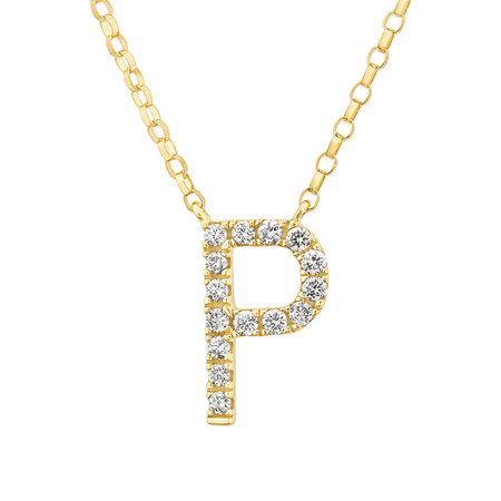 "P" Initial Necklace with 0.10 Carat TW of Diamonds in 10kt Yellow Gold "P" Initial Necklace with 0.10 Carat TW of Diamonds in 10kt Yellow Gold