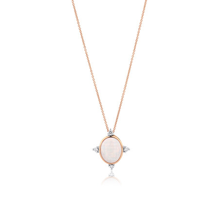 Pendant with Opal and Diamonds in 10kt Rose Gold