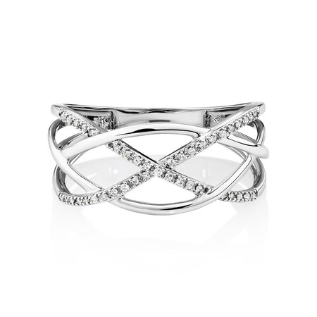 Crossover Ring with Diamonds in 10kt White Gold Crossover Ring with Diamonds in 10kt White Gold
