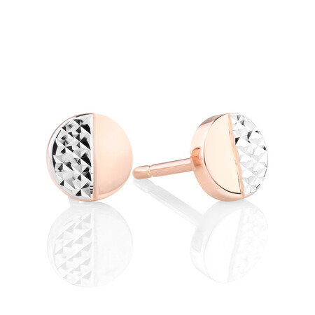Circle Stud Earrings in 10ct White & Rose Gold Circle Stud Earrings in 10ct White & Rose Gold