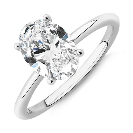 2 Carat Oval Laboratory-Created Diamond Ring in14ct White Gold