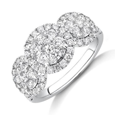 3 Stone Cluster Ring with 1.50 Carat TW of Diamonds in 14kt White Gold 3 Stone Cluster Ring with 1.50 Carat TW of Diamonds in 14kt White Gold