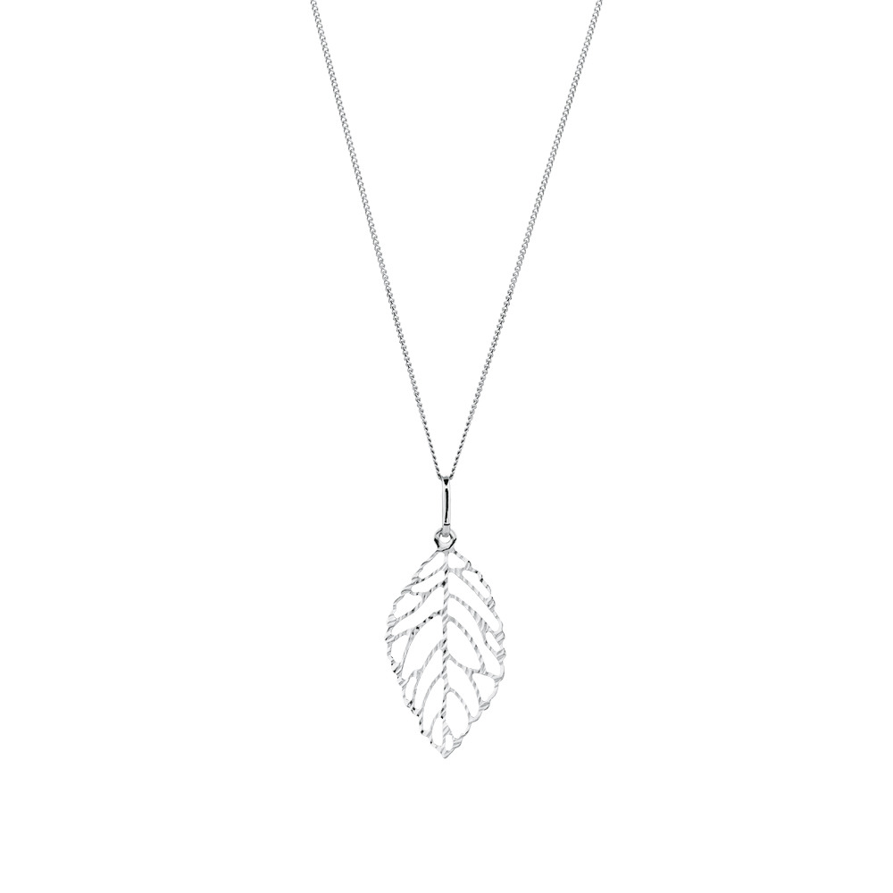 Leaf Pendant in 10ct White Gold