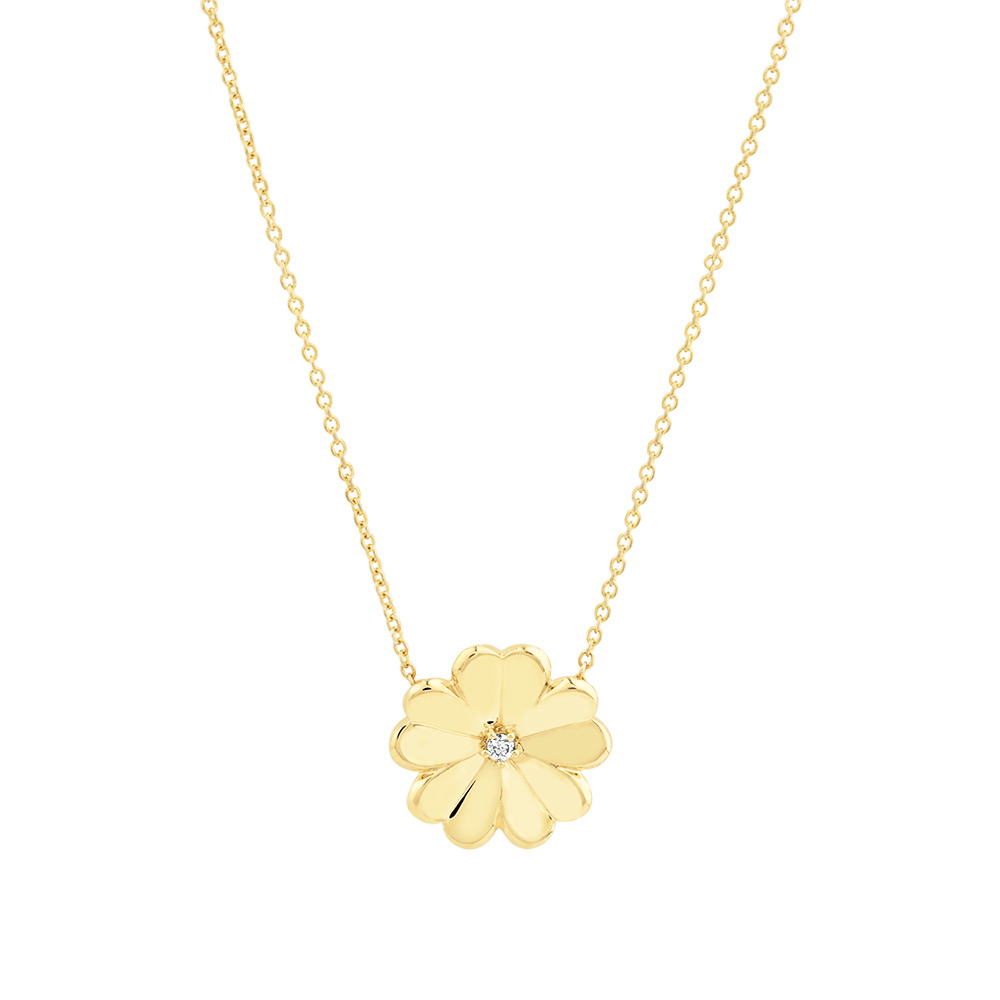 Flower Necklace with Diamonds in 10ct 