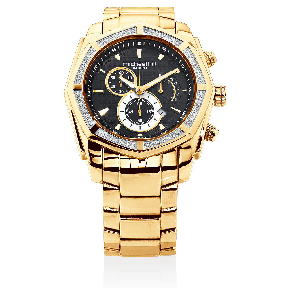 mens gold watches with diamonds