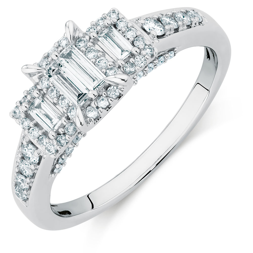 Three Stone Engagement  Ring  with a 1 2 Carat TW of 