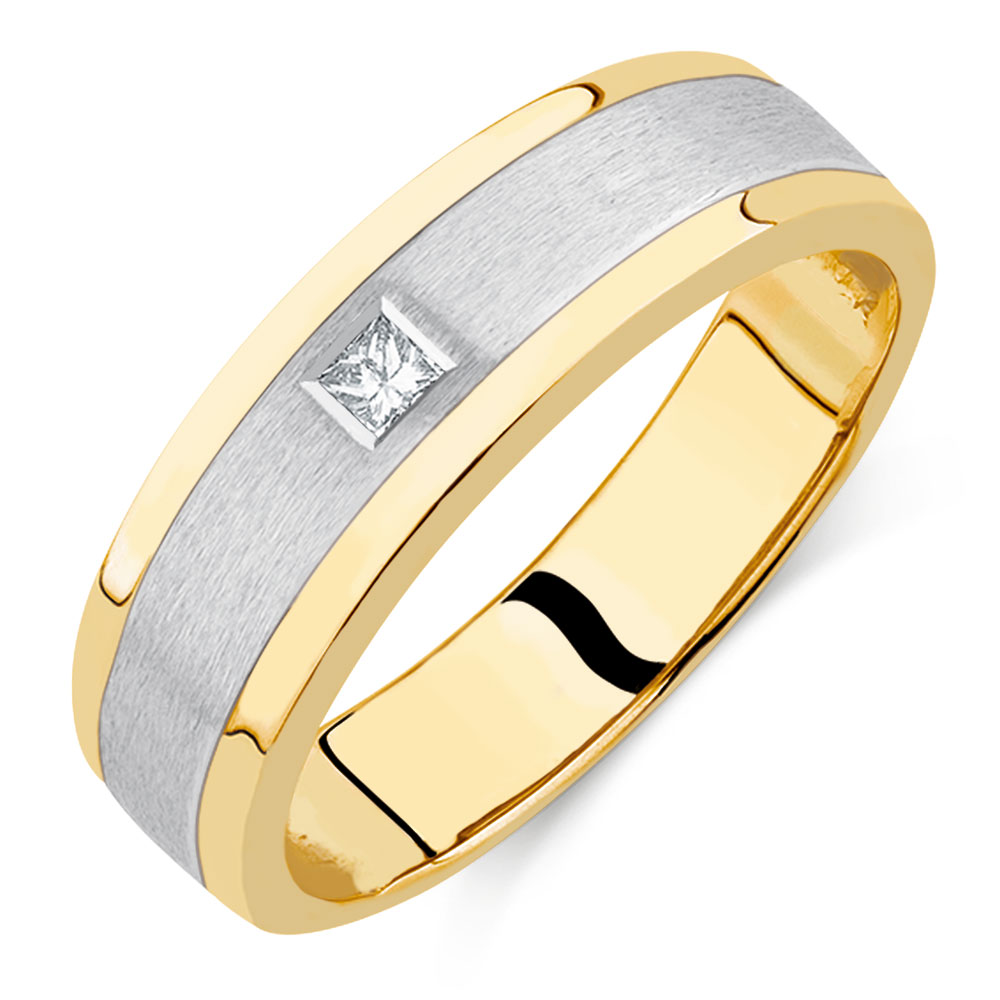 Men's Diamond Set Ring in 10ct Yellow & White Gold