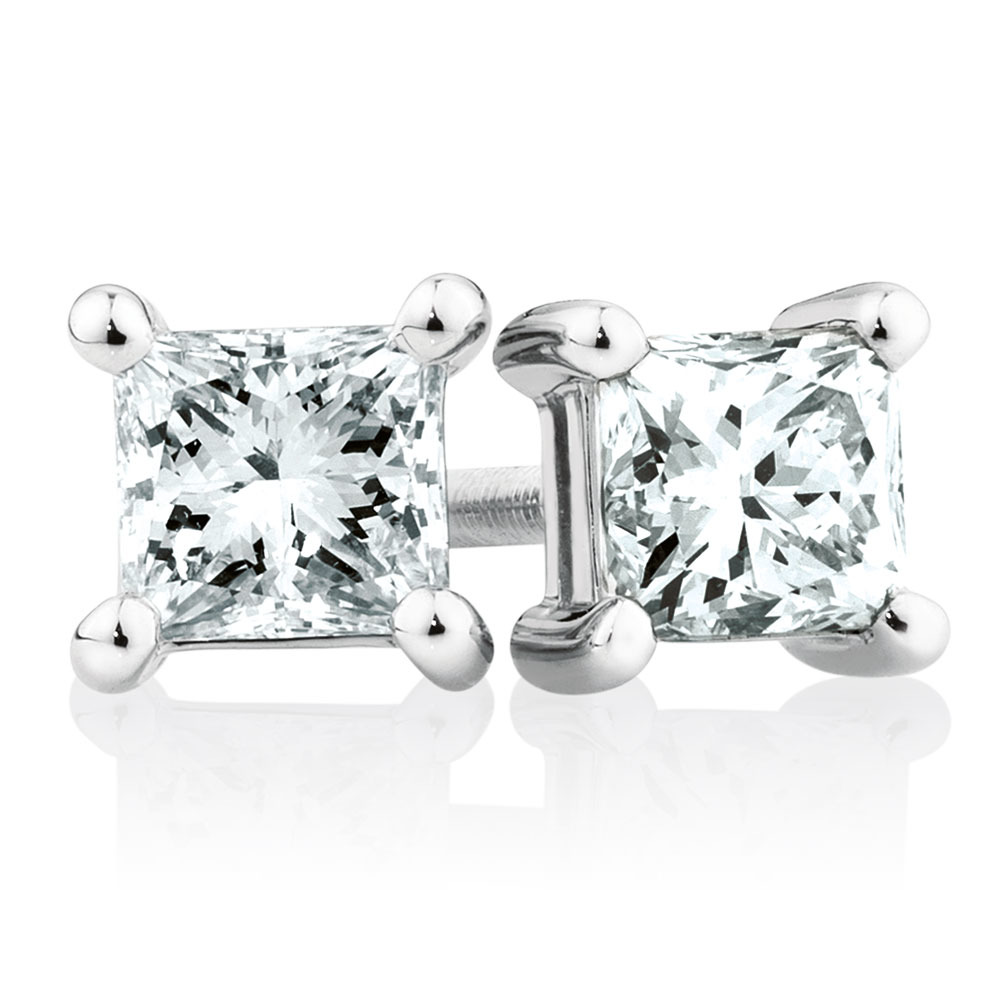 Stud Earrings with 1 Carat TW of Diamonds in 18ct White Gold