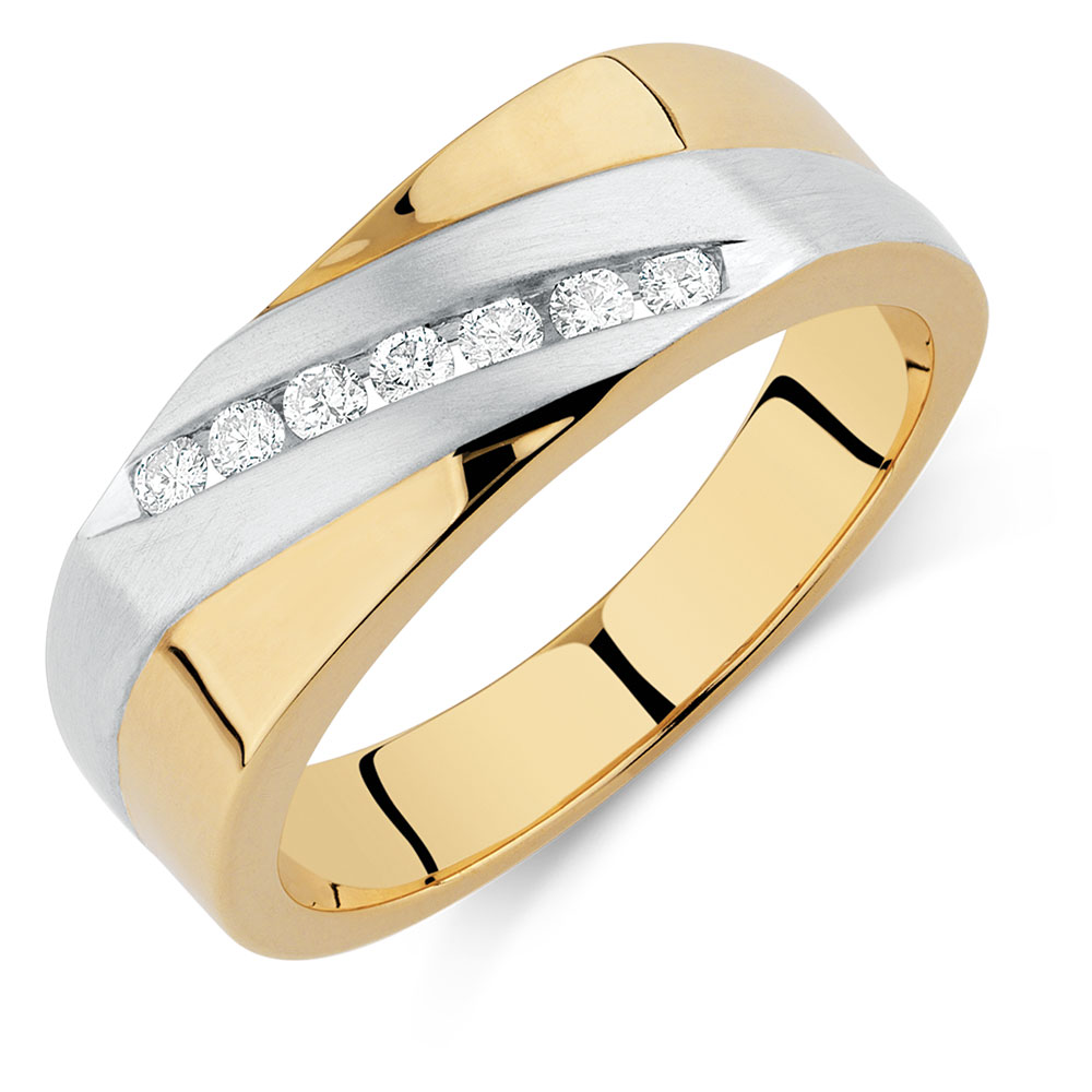 Men's Ring with 0.20 Carat TW of Diamonds in 10ct Yellow & White Gold