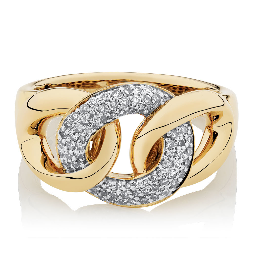 Link Ring with 1/4 Carat TW of Diamonds in 10ct Yellow Gold