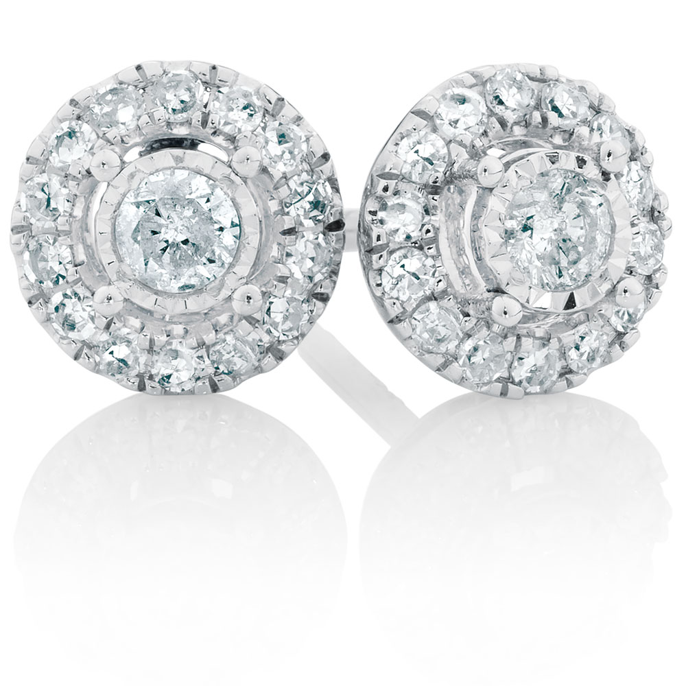 Stud Earrings with 1/4 Carat TW of Diamonds in 10ct White Gold
