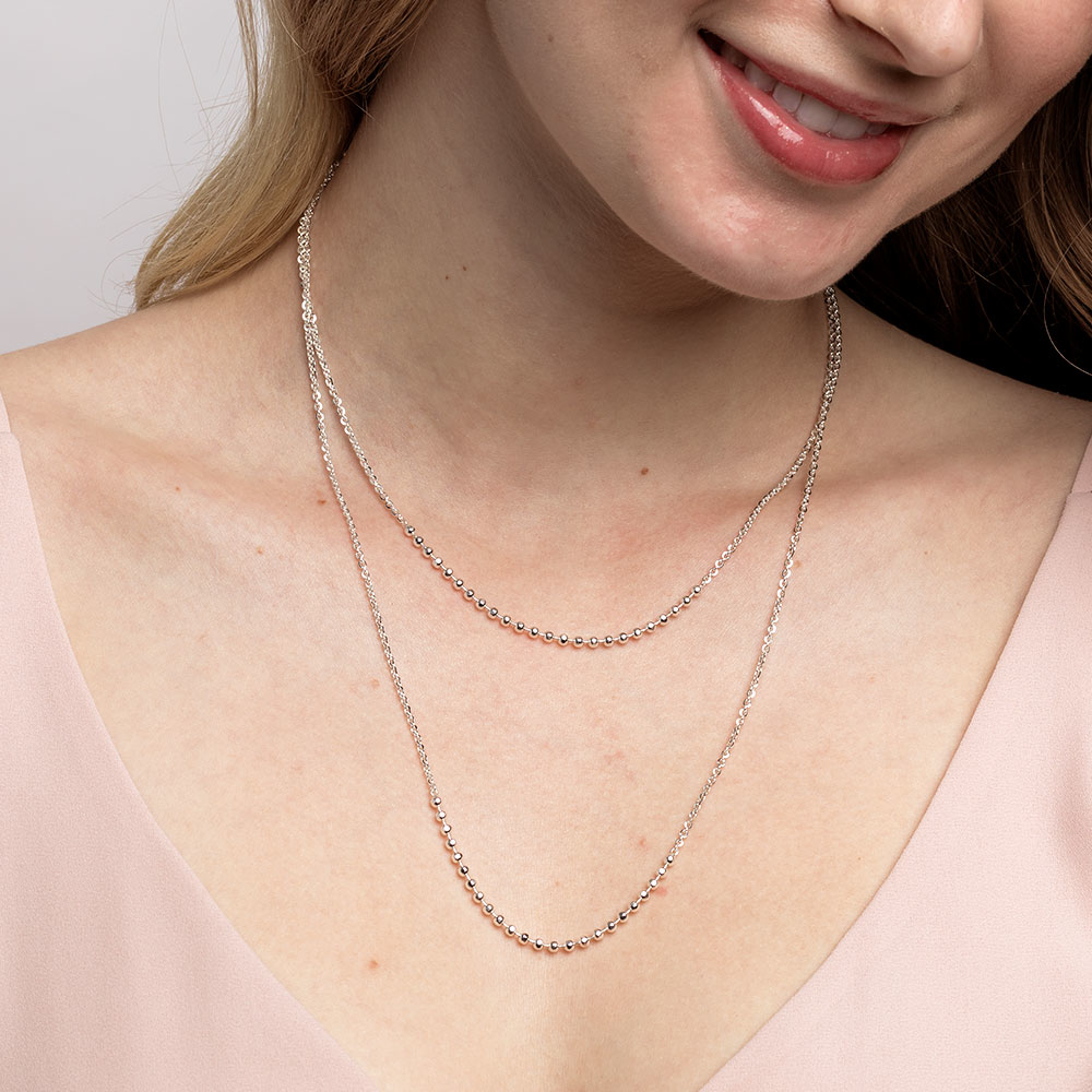 40cm (16") Double Strand Adjustable Necklace in Sterling Silver