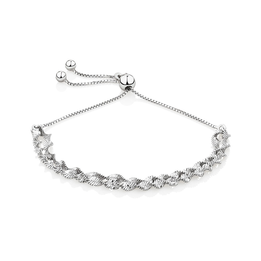 Adjustable Singapore Twist Bracelet in Sterling Silver