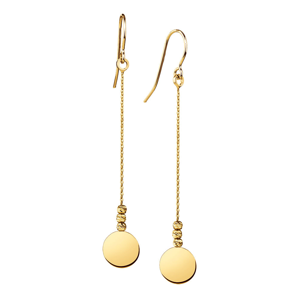Gold drop disc earrings Clearance