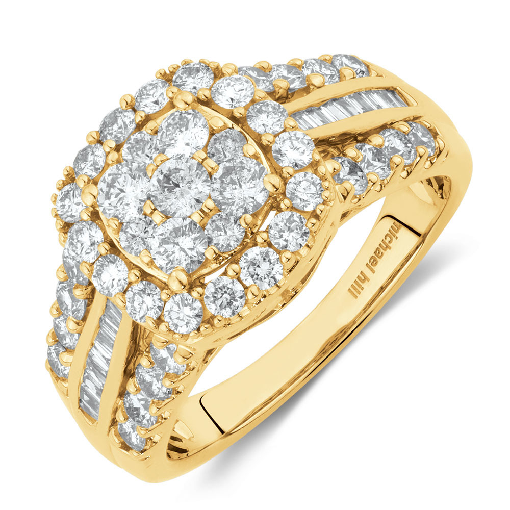 Engagement Ring with 1 1/2 Carat TW of Diamonds in 10ct Yellow Gold