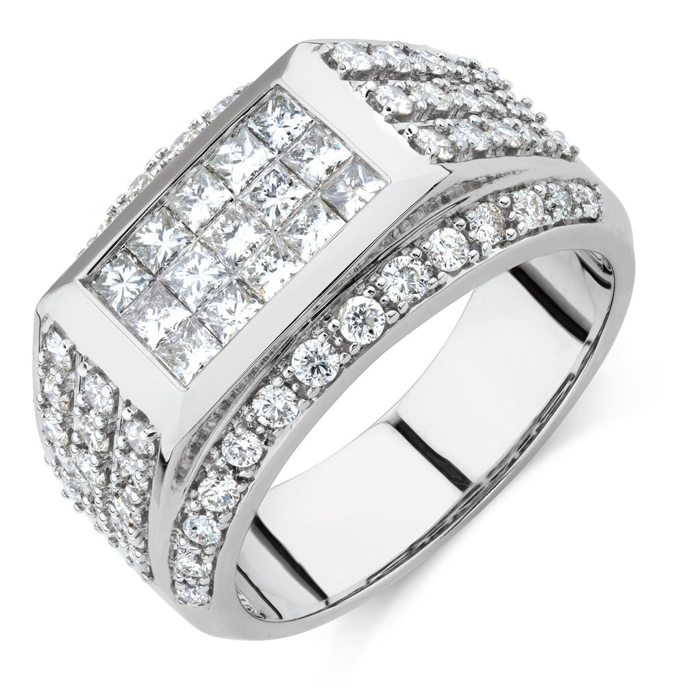 Men's Ring with 2 Carat TW of Diamonds in 14ct White Gold