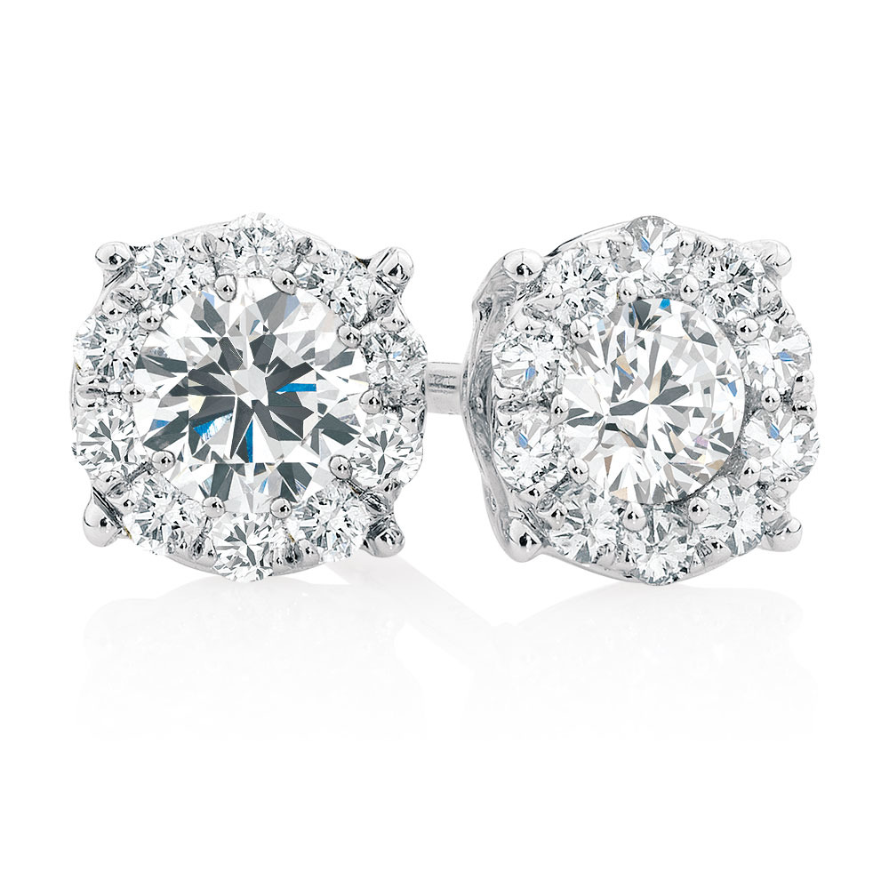 Cluster Stud Earrings with 1/2 Carat TW of Diamonds in 10ct White Gold