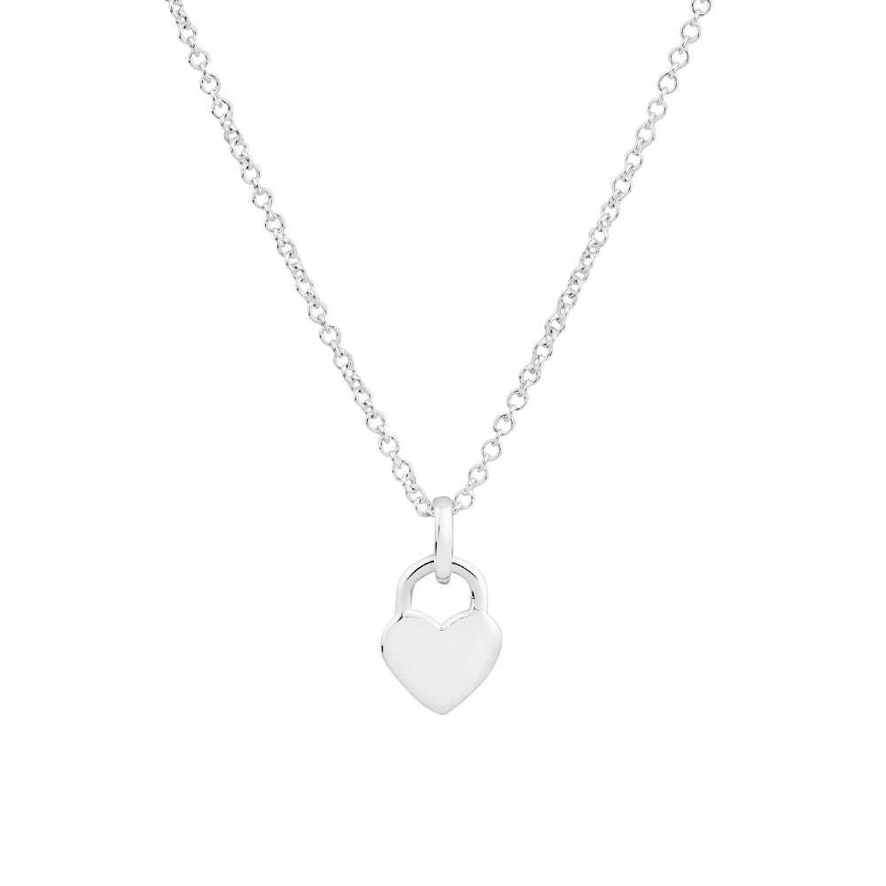 Heart Lock Pendant with Cubic Zirconia 