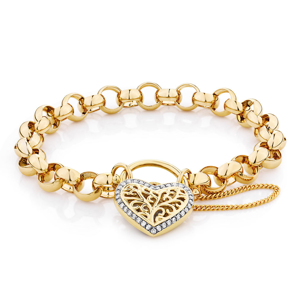 19cm (7.5") Belcher Bracelet with 0.30 Carat TW of Diamonds in 10ct