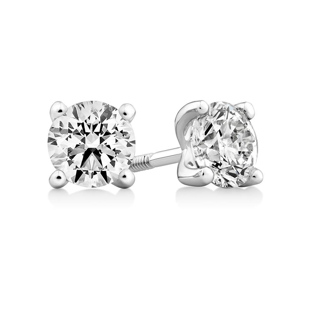 Certified Solitaire Stud Earrings With 1 Carat Tw Of Diamonds In 14ct White Gold