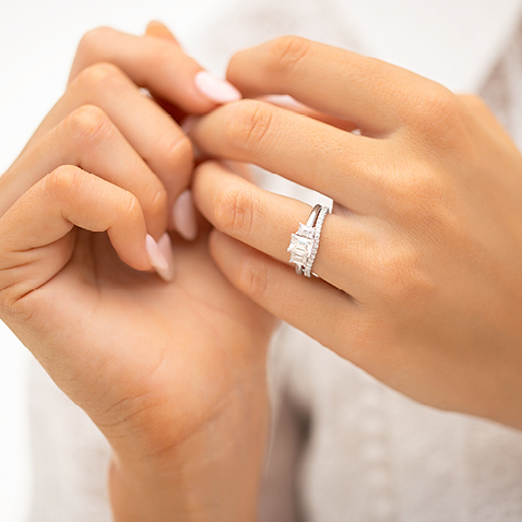 White gold three-stone engagement ring White gold three-stone engagement ring