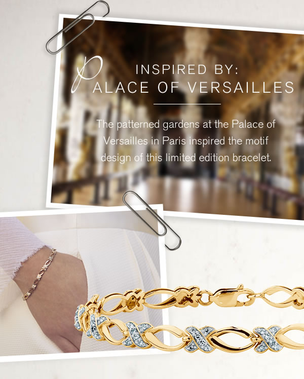 The patterned gardens at the Palace of Versailles in Paris inspired the motif design of this limited edition bracelet.
