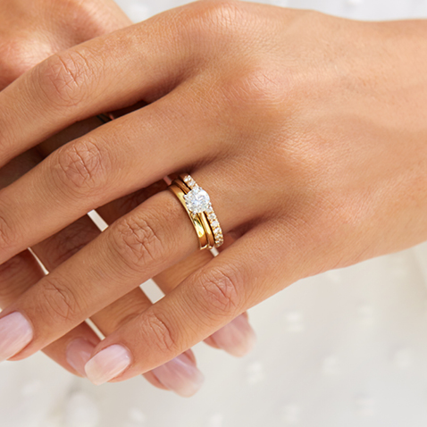 Yellow Gold Solitaire Engagement Ring Stack Yellow Gold Solitaire Engagement Ring Stack