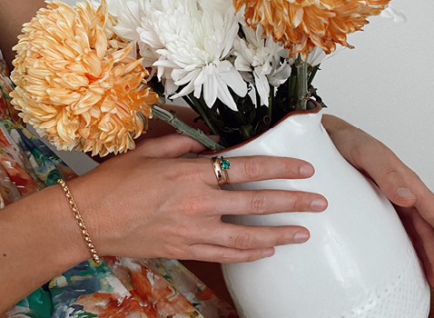 Emerald and Yellow Gold Ring and Bracelet Emerald and Yellow Gold Ring and Bracelet