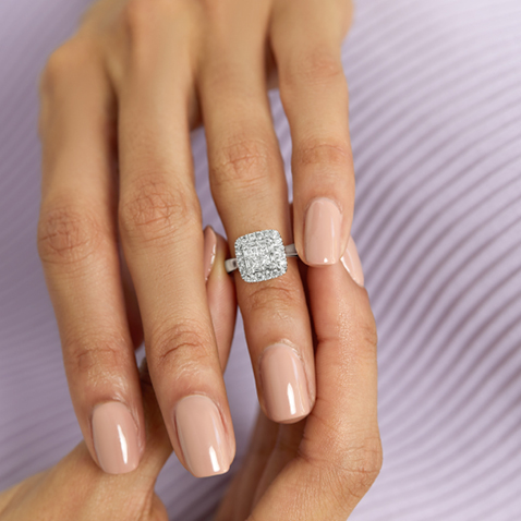 Evermore Halo Engagement Ring with 0.59 Carat TW of Diamonds in 14kt White Gold Evermore Halo Engagement Ring with 0.59 Carat TW of Diamonds in 14kt White Gold